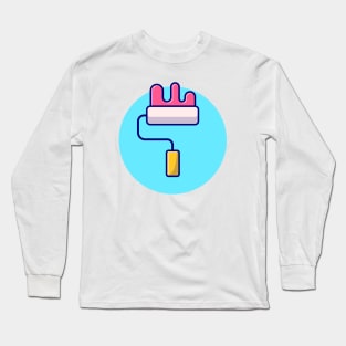 Roller Brush Paint Cartoon Vector Icon Illustration (2) Long Sleeve T-Shirt